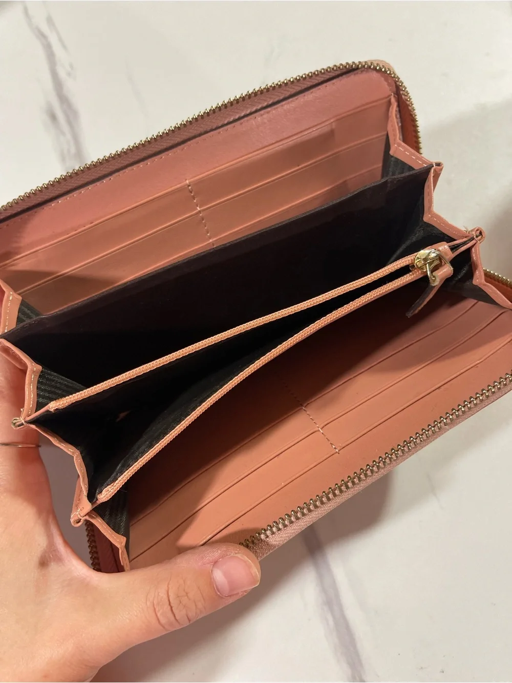 Gucci Pink Trim GG Canvas Zip Wallet with Multicolor Stripe